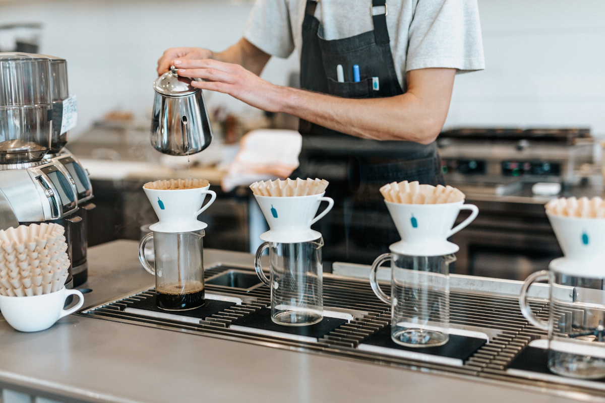 Barista making coffee