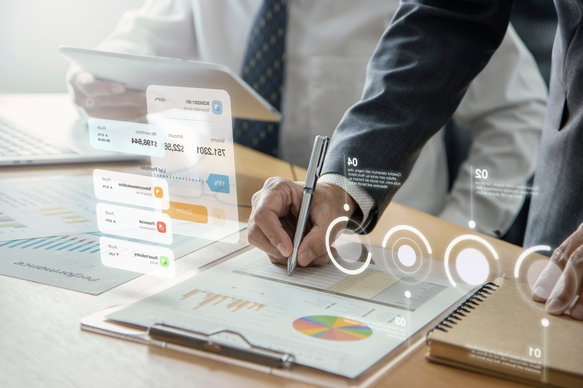 Business person checking over documents