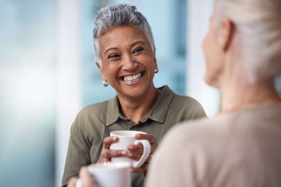 two women chatting