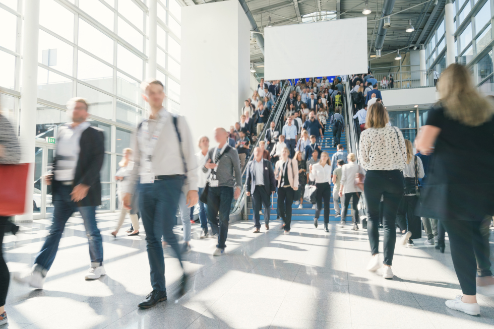 people at a trade show