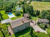 restored farm with pool